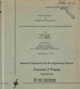 Zippe at UVA - Development of Short Bowl Ultra Centrifuges